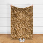 Soft Spring- Victorian Floral- Honey and Desert Sun on Cinnamon- Climbing Vine with Flowers- Gold- Mustard- Brown- Earth Tones- William Morris Wallpaper- Petal Solid Coordinate- Fall- Autumn- Small