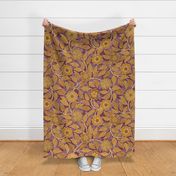 Soft Spring- Victorian Floral- Honey and Desert Sun on Wine- Climbing Vine with Flowers- Gold- Mustard- Burgundy- Earth Tones- William Morris Wallpaper- Petal Solid Coordinate- Fall- Autumn- Extra Large