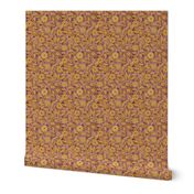 Soft Spring- Victorian Floral- Honey and Desert Sun on Wine- Climbing Vine with Flowers- Gold- Mustard- Burgundy- Earth Tones- William Morris Wallpaper- Petal Solid Coordinate- Fall- Autumn- Small