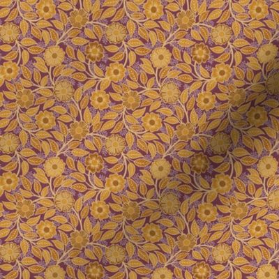 Soft Spring- Victorian Floral- Honey and Desert Sun on Wine- Climbing Vine with Flowers- Gold- Mustard- Burgundy- Earth Tones- William Morris Wallpaper- Petal Solid Coordinate- Fall- Autumn- Micro