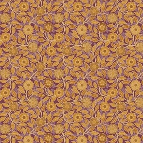 Soft Spring- Victorian Floral- Honey and Desert Sun on Wine- Climbing Vine with Flowers- Gold- Mustard- Burgundy- Earth Tones- William Morris Wallpaper- Petal Solid Coordinate- Fall- Autumn- Micro