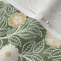 Soft Spring- Victorian Floral- Off White- Honey and Blush on Sage Green- Climbing Vine with Flowers- Petal Signature Solids- Earthy Green- Olive- Moss- Natural- William Morris Wallpaper- Mini