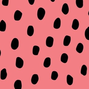 Black Dots on Pink - 1 inch