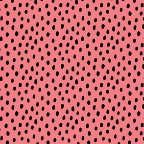 Black Dots on Pink - 1/4 inch