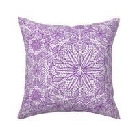 Purple Hexagon Floral Mock Lace on White