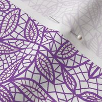 Purple Hexagon Floral Mock Lace on White