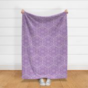 White Hexagon Floral Mock Lace on Purple