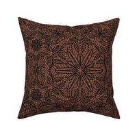 Black Hexagon Floral Mock Lace on Brown