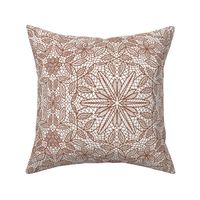 Brown Hexagon Floral Mock Lace on White