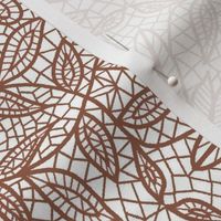 Brown Hexagon Floral Mock Lace on White