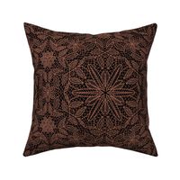 Brown Hexagon Floral Mock Lace on Black