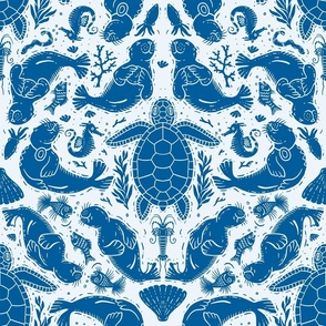 Turtle damask with Seals