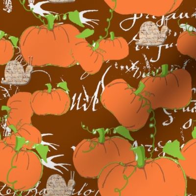 Pumpkin patch on brown french script