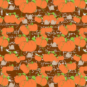 Pumpkin patch on brown french script