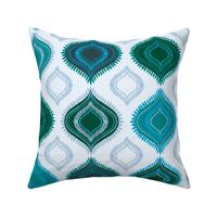 Abstract Feather Ogee Boho Light - Blues and Greens - Jumbo 24in