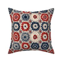 Red White Blue Crochet Fourth of July Patriotic Floral Rotated- Large Scale