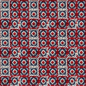 Red White Blue Patriotic Fourth of July Crochet Granny Square 1 Rotated - Large Scale