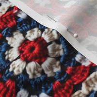 Red White Blue Patriotic Fourth of July Crochet Granny Square 1 Rotated - XL Scale