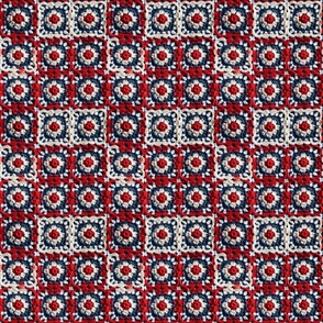 Red White Blue Patriotic Fourth of July Crochet Granny Square 1 - Large Scale