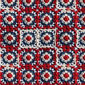 Red White Blue Patriotic Fourth of July Crochet Granny Square 1 - XL Scale