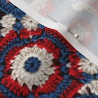 Fourth of July Red White Blue Crochet Granny Square 2 Rotated- XL Scale