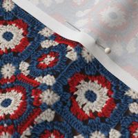 Fourth of July Red White Blue Crochet Granny Square 2 - Large Scale