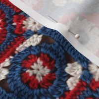 Fourth of July Red White Blue Crochet Granny Square 2 - XL Scale