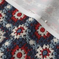 Red White Blue Patriotic Crochet Granny Square 3 - Large Scale