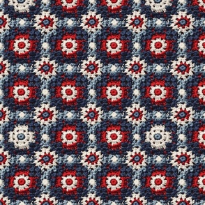 Red White Blue Patriotic Crochet Granny Square 3 - XL Scale