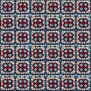 Fourth of July Patriotic Red White Blue Crochet Granny Square 4 - Large Scale