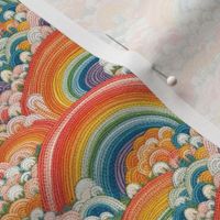 Bright Abstract Rainbow Cloud Faux Embroidery - XS Scale