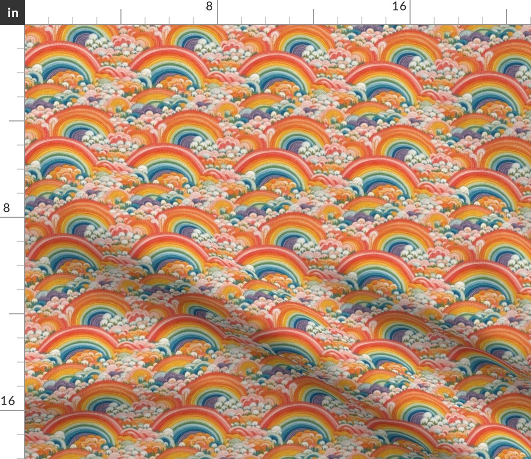 Bright Abstract Rainbow Cloud Faux Embroidery - XS Scale