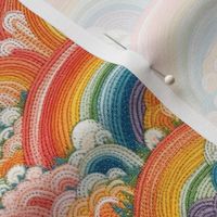 Bright Abstract Rainbow Cloud Faux Embroidery - Small Scale