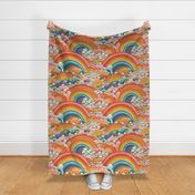 Bright Abstract Rainbow Cloud Faux Embroidery - XL Scale