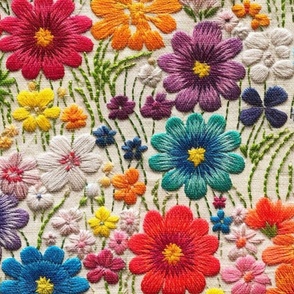 Faux Embroidery Fabric, Wallpaper and Home Decor | Spoonflower