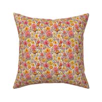 Summer Pink and Yellow Floral Faux Embroidery Beige BG - XS Scale