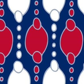 Large scale red white and blue hand drawn bubbles, for crafts, home decor, summer picnics and children apparel.