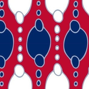 Large scale red white and blue hand drawn bubbles, for crafts, home decor, summer picnics and children apparel.