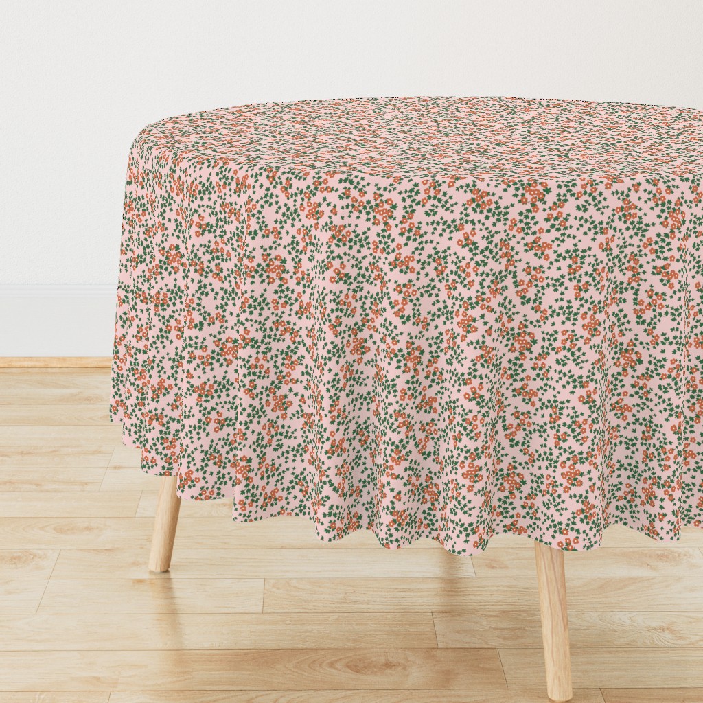 Ditsy Floral - Pink, Green & White