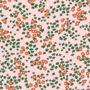 Ditsy Floral - Pink, Green & White