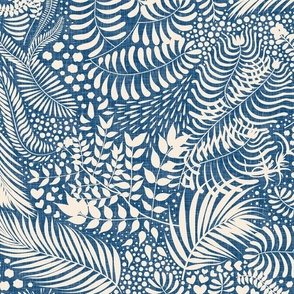 Floral Texture on Ocean Blue / Large