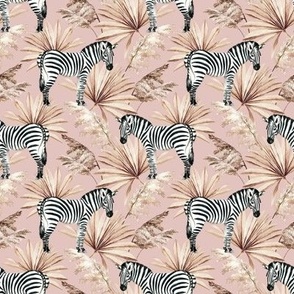 Tiny Scale / Zebra Tropical Dried Palm Leaves / Blush Background 