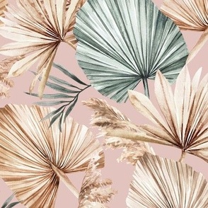 Medium Scale / Dried Palm Leaves / Updated Version / Blush Background