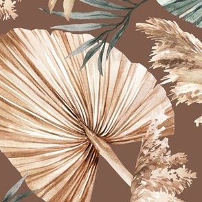 Large Scale / Dried Palm Leaves / Updated Version / Chocolate Background