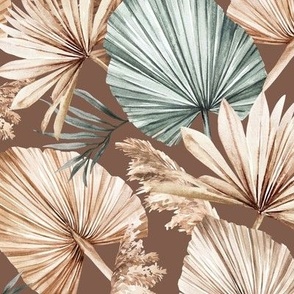 Medium Scale / Dried Palm Leaves / Updated Version / Chocolate Background