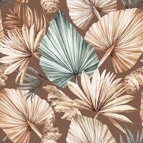 Small Scale / Dried Palm Leaves / Updated Version / Chocolate Background