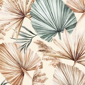 Medium Scale / Dried Palm Leaves / Updated Version / Cream Background