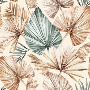 Small Scale / Dried Palm Leaves / Updated Version / Cream Background