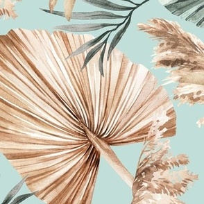 Large Scale / Dried Palm Leaves / Updated Version / Mint Background