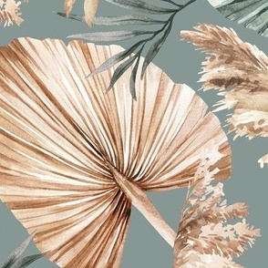 Large Scale / Dried Palm Leaves / Updated Version / Sage Background